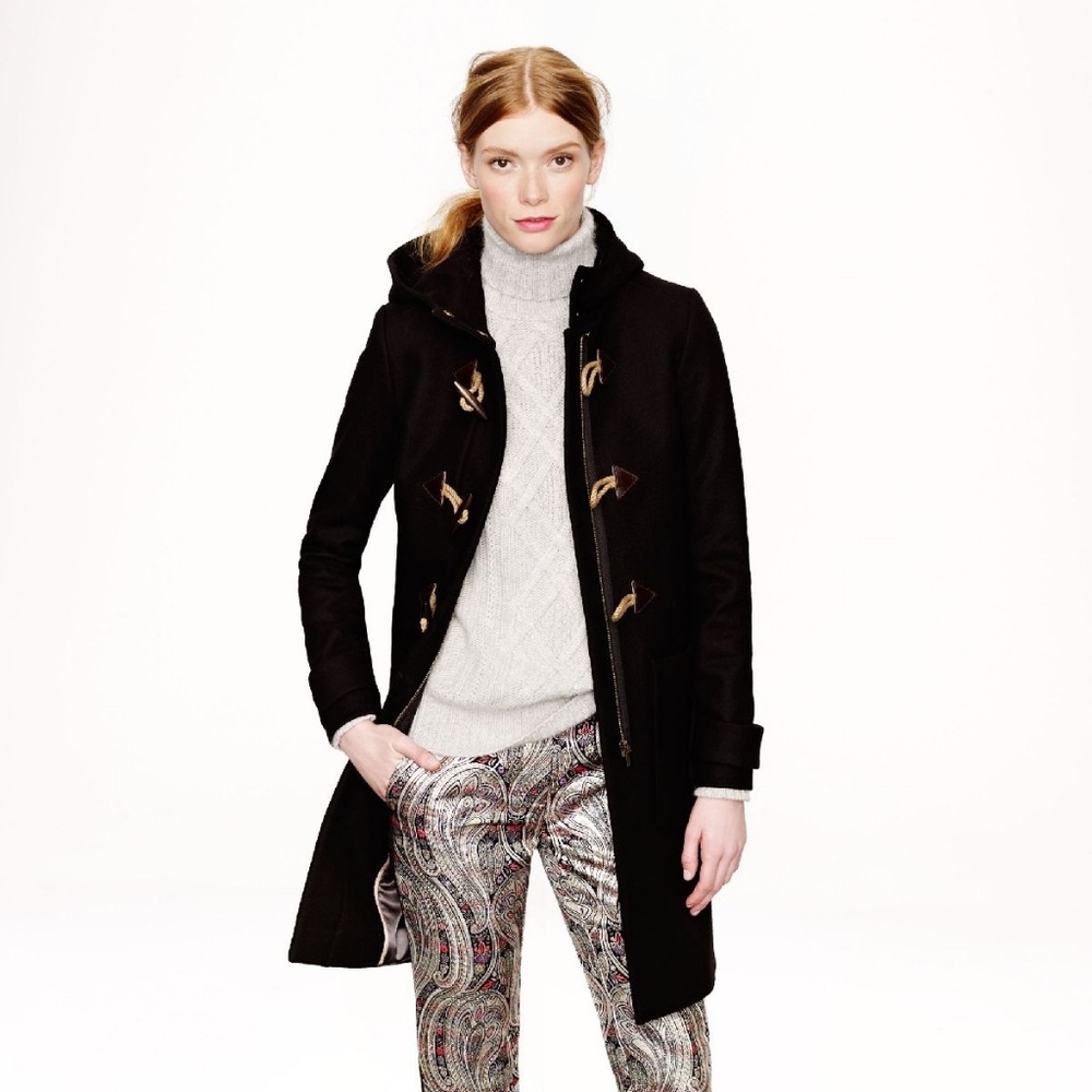 J. Crew | Black Melton Wool Toggle Coat - Sz 4 - Picture 2 of 8